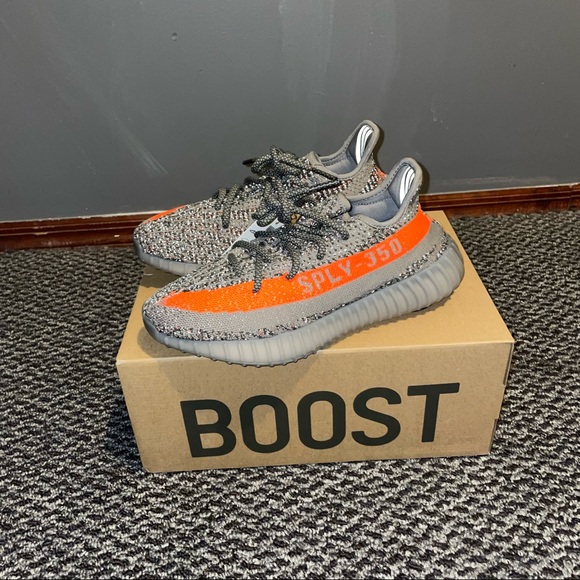 ADIDAS YEEZY BOOST 350 v2 BELUGA SNEAKERS - GRAY & ORANGE - Picture 5 of 8